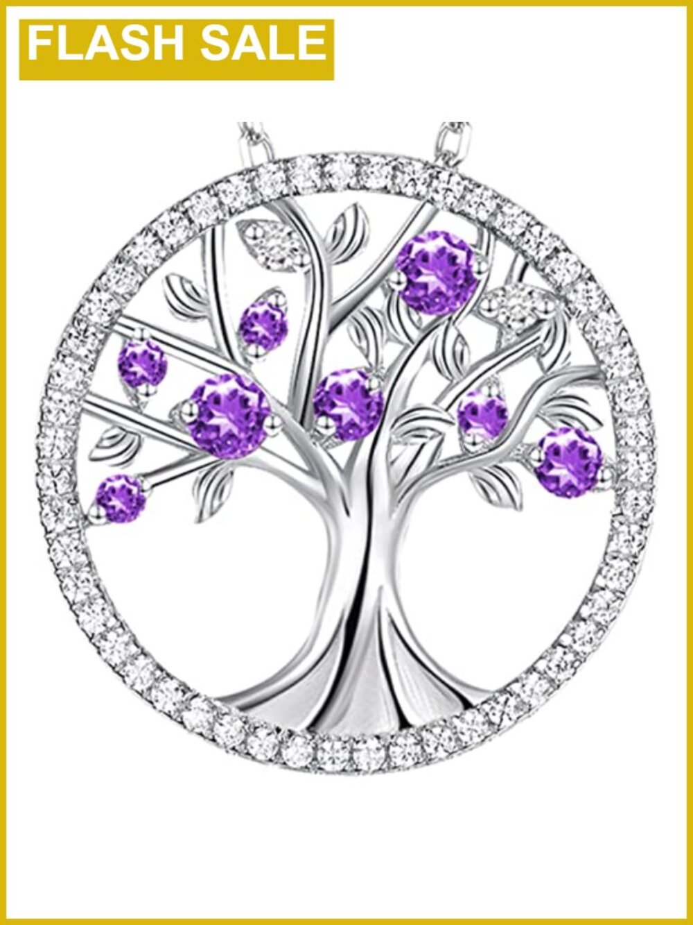 925 Sterling Silver Tree of Life Pendant Necklace 18K White Gold Plated